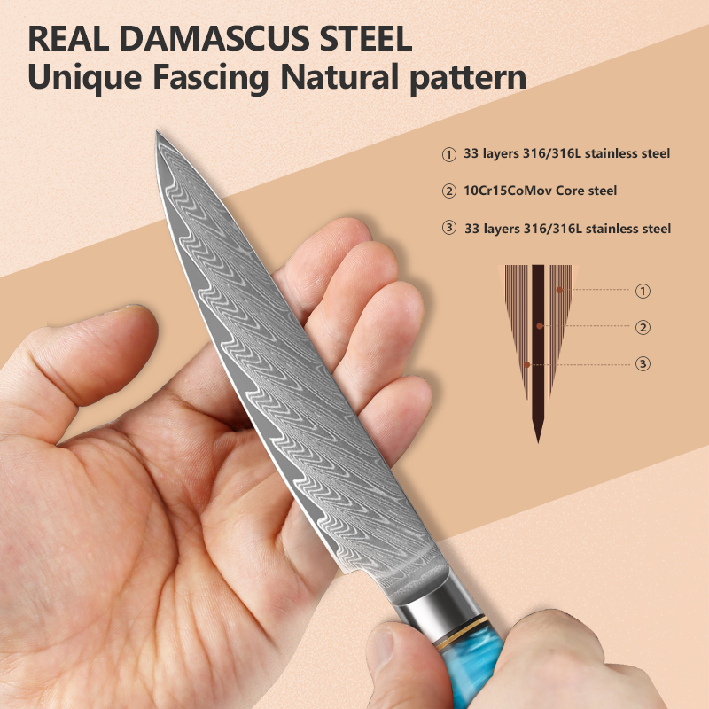5-Inch Utility Knife Damascus  - Japanese Knife 评论和价格